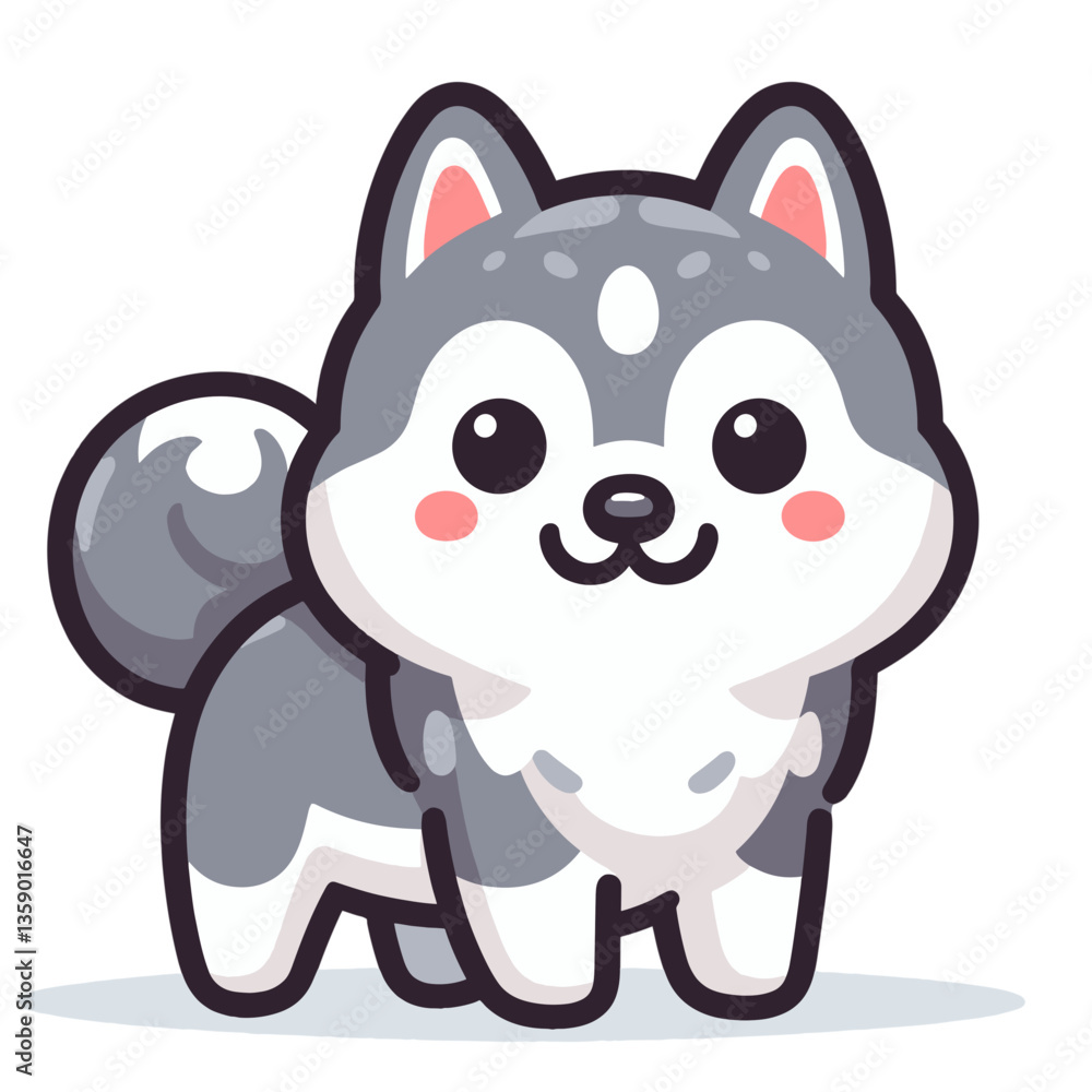 Adorable husky puppy cartoon with big eyes and happy expression. Perfect for dog breed guides and pet care educational content. Adorable husky puppy cartoon with big eyes and happy expression. Perfect for dog breed guides and pet care educational content.