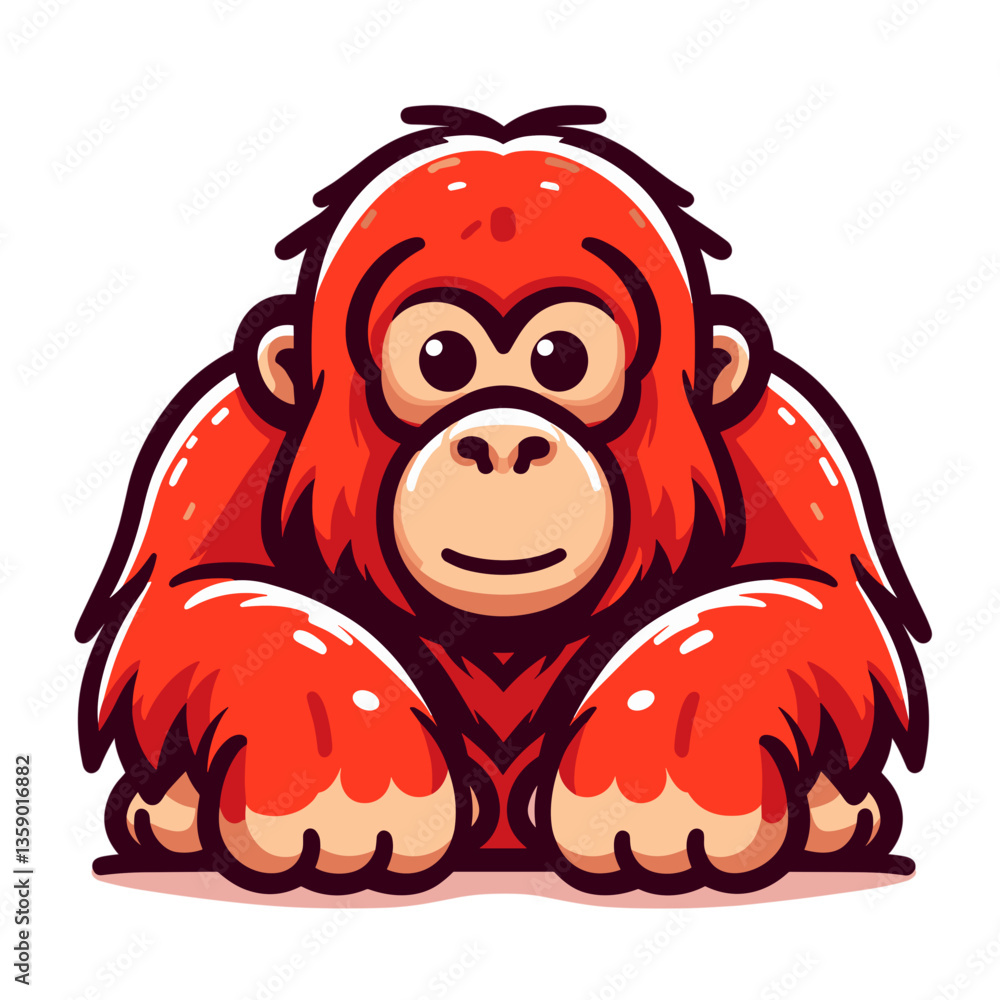 Friendly cartoon orangutan with expressive face on white background. Ideal for wildlife conservation, primate education, or rainforest protection themes. Friendly cartoon orangutan with expressive face on white background. Ideal for wildlife conservation, primate education, or rainforest protection themes.