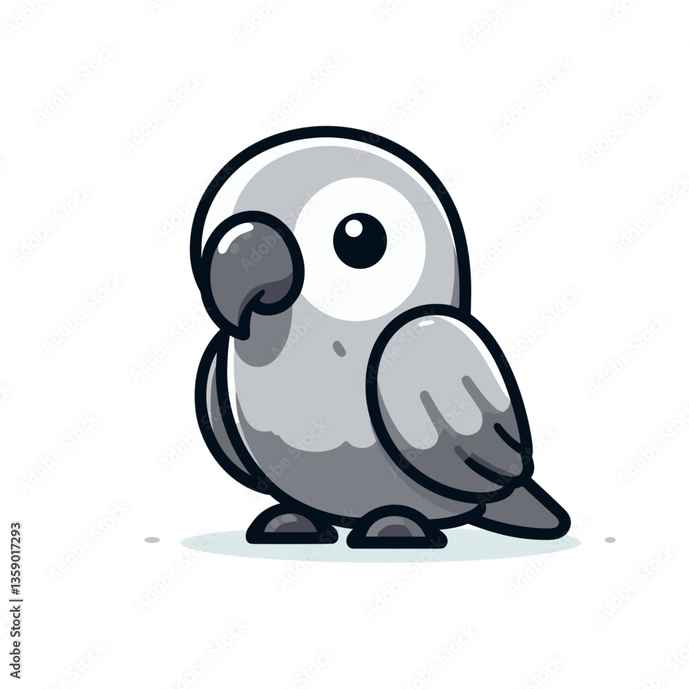 Cartoon gray parrot with expressive eyes. Ideal for pet store branding, avian care materials, or educational content about exotic birds. Cartoon gray parrot with expressive eyes. Ideal for pet store branding, avian care materials, or educational content about exotic birds.