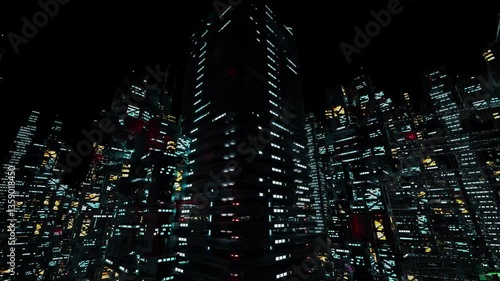 Wallpaper Mural City lights and silhouettes of modern buildings. The city of the future. Torontodigital.ca