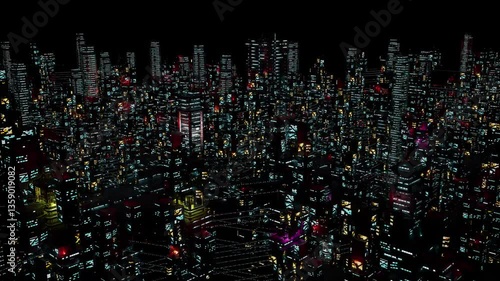 Wallpaper Mural Panorama of a modern city. Lights of skyscrapers in the night. Torontodigital.ca