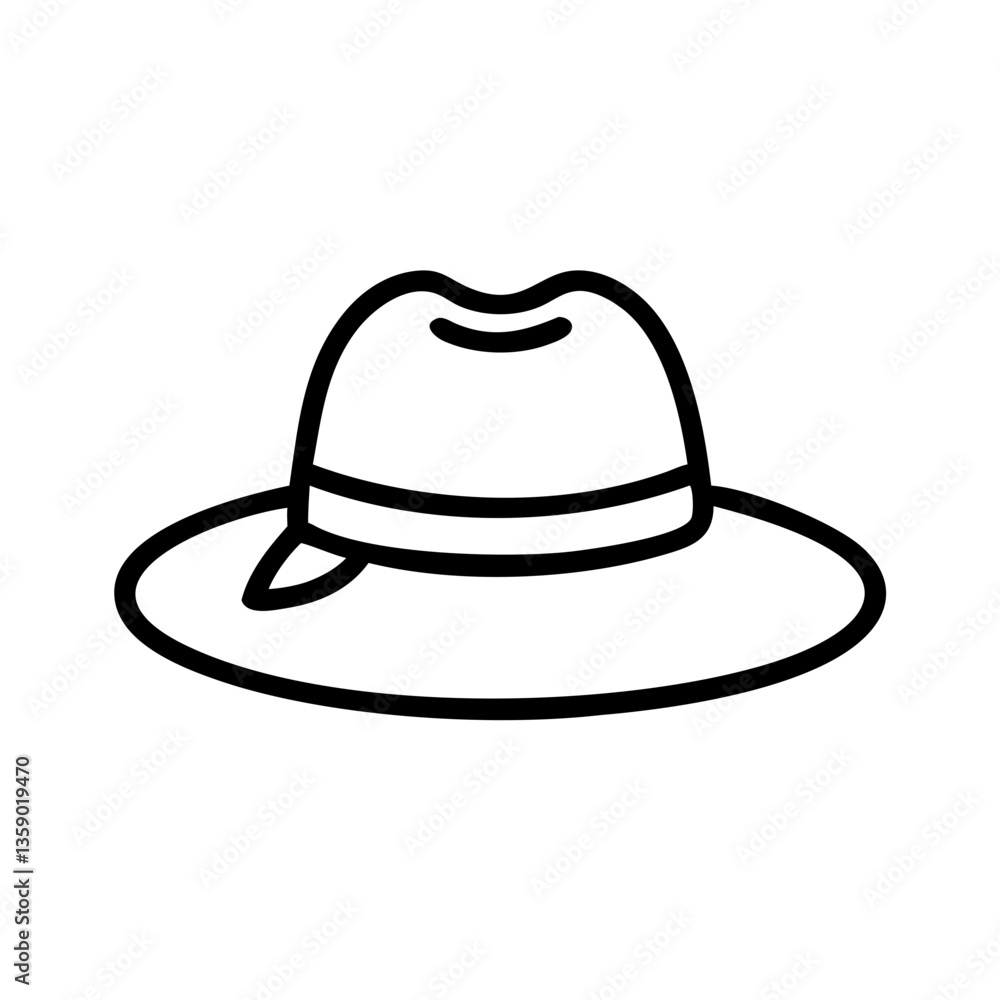 Stylish wide-brimmed hat illustration on a minimalist background Stylish wide-brimmed hat illustration on a minimalist background