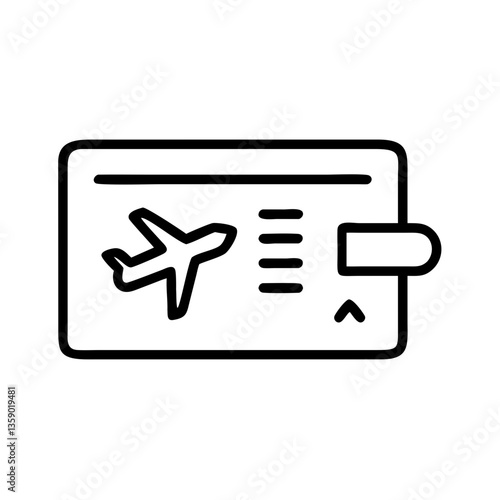 Airplane Ticket Outline Design for Travel and Transportation  