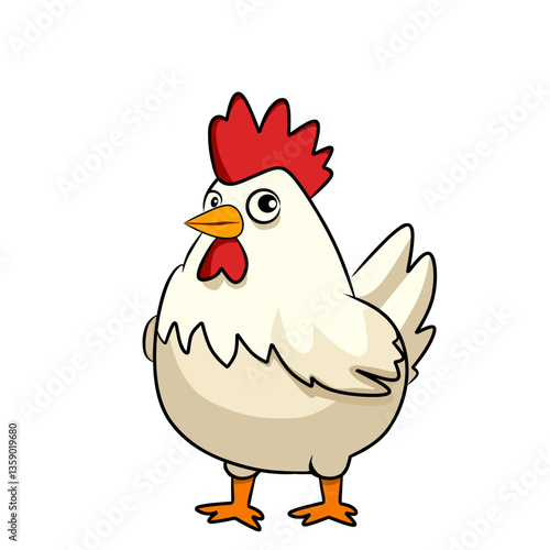 Cute cartoon chicken vector illustration with bright colors, perfect for kids' designs, farm logos, food products, and graphic elements