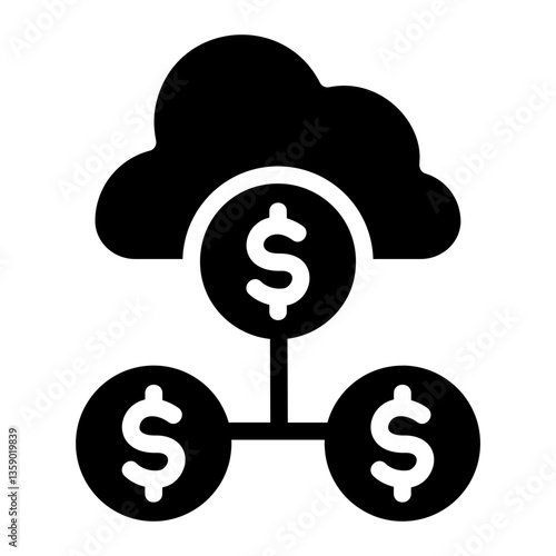 Cloud accounting Solid Icon