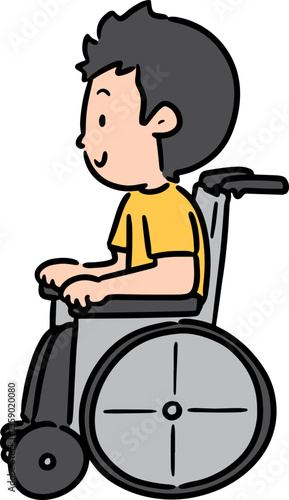 Illustration of man sitting on wheelchair
