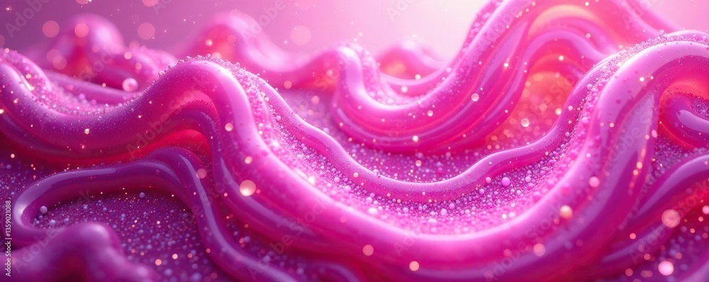 Obraz premium Abstract magenta glass texture with intricate swirling patterns and iridescent shimmer, elegant design template for graphic projects or backgrounds, iridescent, design