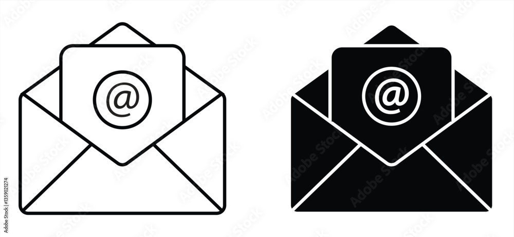 email icon. Open envelope pictogram. Line email symbol for website design, mobile apps, user interface. vector illustration email icon. Open envelope pictogram. Line email symbol for website design, mobile apps, user interface. vector illustration