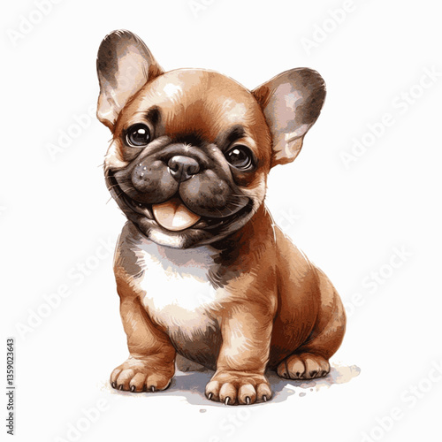 French Bulldog dog isolated watercolor vector illustration svg