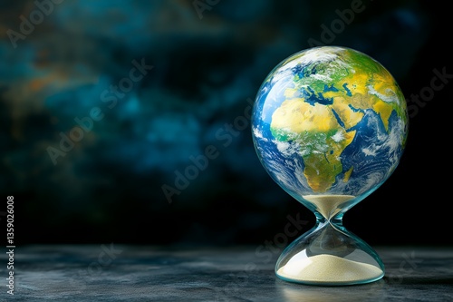 Earth Hourglass Global Time Running Out Planet end sand blue dark life hope world image