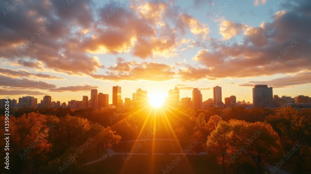 Fototapeta premium City skyline at sunset