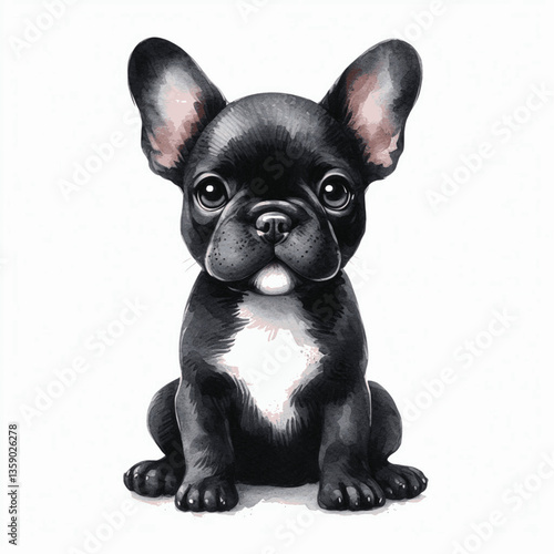 French Bulldog dog isolated watercolor vector illustration svg
