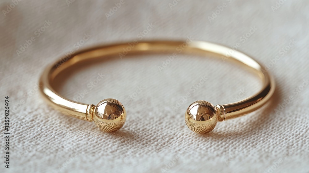 Gold bangle bracelet with decorative balls Gold bangle bracelet with decorative balls