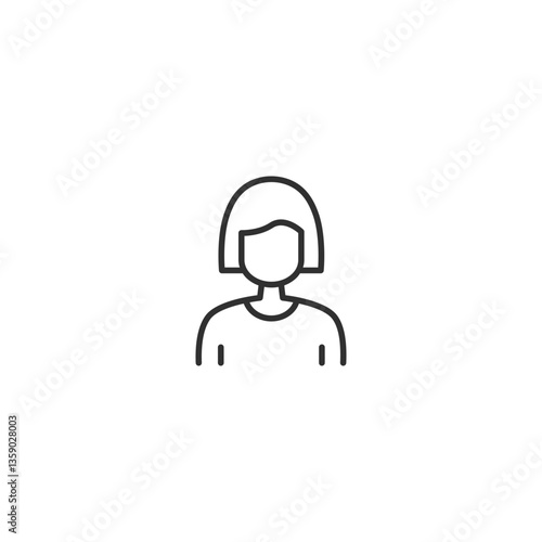 Minimalist single line female avatar icon in vector format