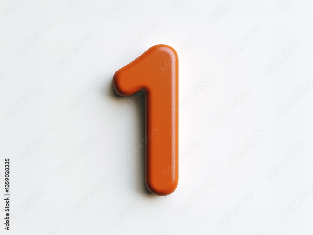 Matte orange number one on simple white background. Matte orange number one on simple white background.