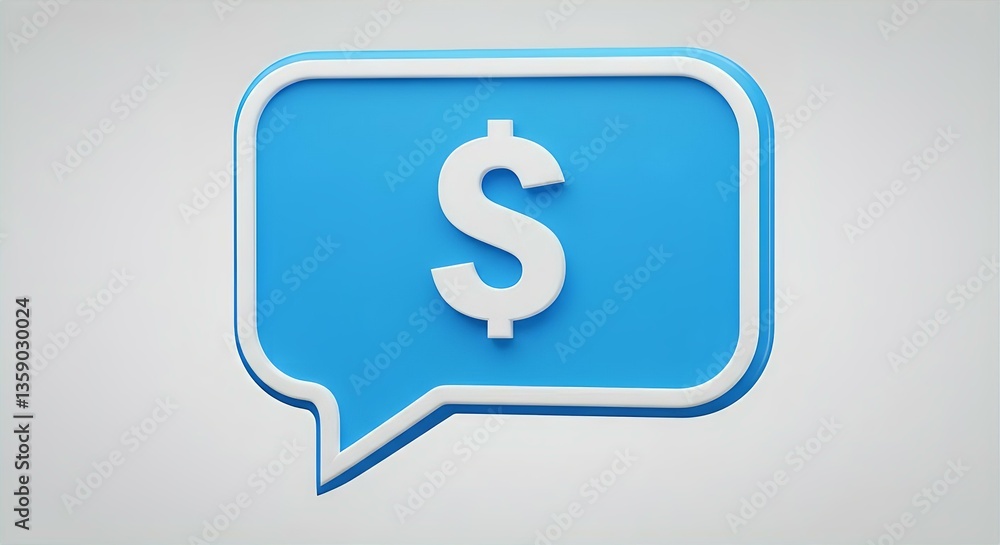 3D Blue Speech Bubble with White Dollar Sign: Finance, Money, and Business Communication Icon 3D Blue Speech Bubble with White Dollar Sign: Finance, Money, and Business Communication Icon