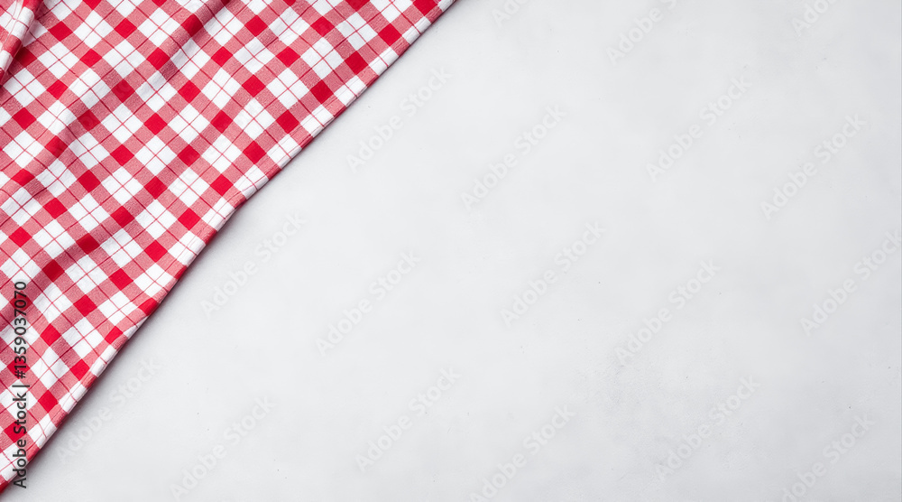 red and white checkered tablecloth on a grey background red and white checkered tablecloth on a grey background