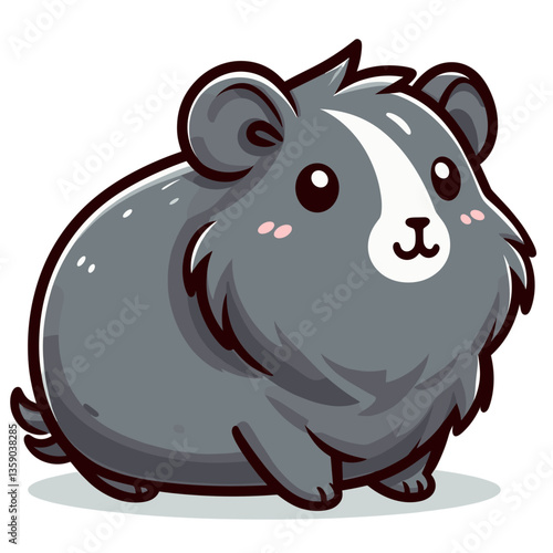 Fluffy grey guinea pig with cute expression on white background. Ideal for pet care guides, small animal education, or children's content.