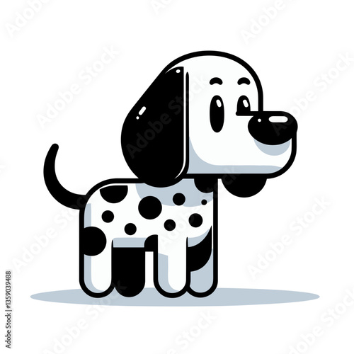 Cartoon dalmatian puppy with spots on white background. Perfect for pet adoption, dog breed education, or children's content about animals.