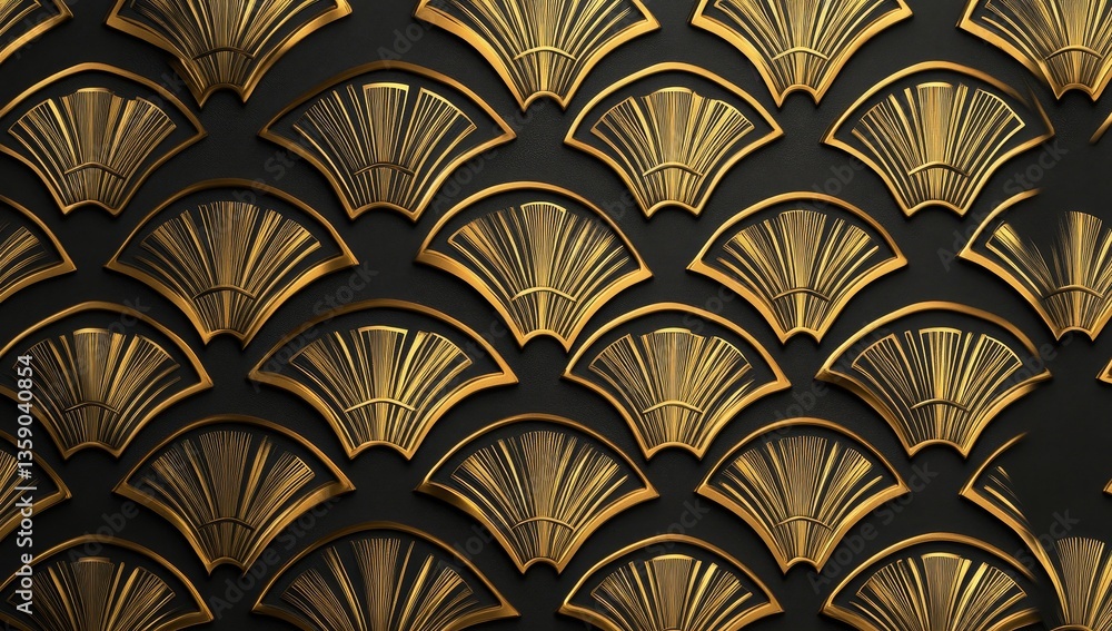 Gold Art Deco Pattern on Dark Background Gold Art Deco Pattern on Dark Background
