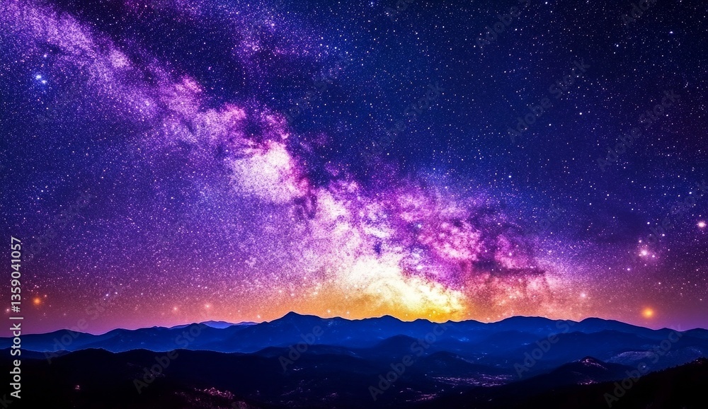 Fototapeta premium Majestic Milky Way over a Mountain Range