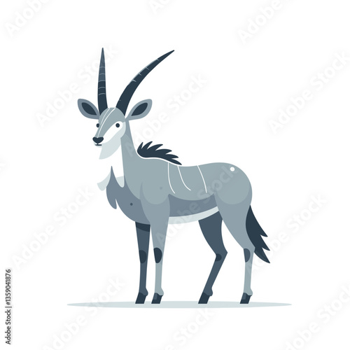 Elegant cartoon gazelle with long horns. Ideal for African wildlife education, savanna ecosystem content, or nature documentary branding.