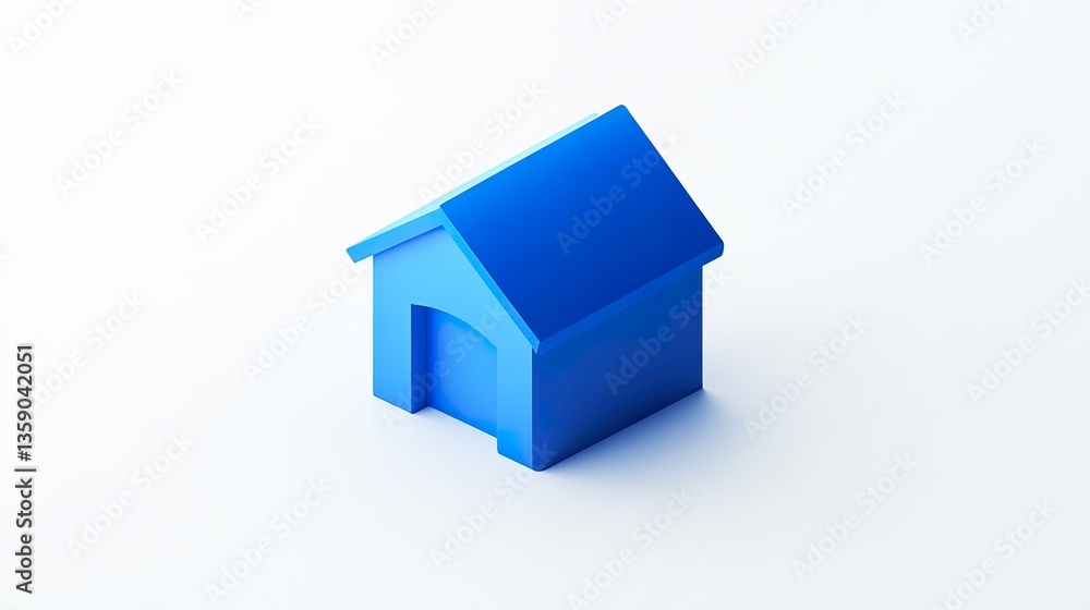 Minimalistic blue house icon featuring a classic gable roof and bold lines, neatly placed on a white background for a modern look. Minimalistic blue house icon featuring a classic gable roof and bold lines, neatly placed on a white background for a modern look.