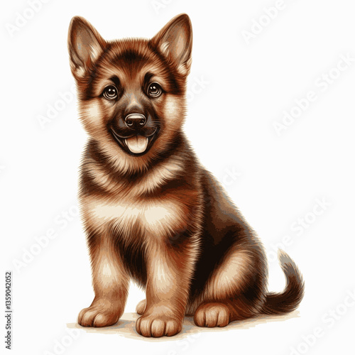 German Shepherd dog isolated watercolor vector illustration svg