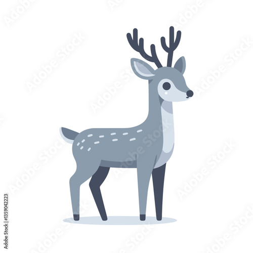 Gentle cartoon deer with spotted coat. Perfect for forest wildlife education, woodland nursery themes, or winter holiday seasonal designs.