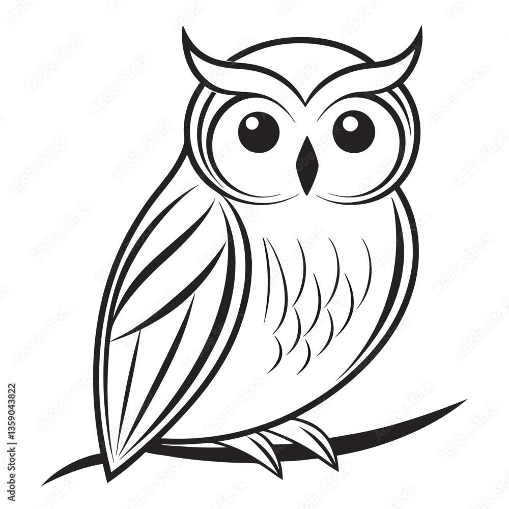 Fototapeta premium Minimalist Owl in Black Silhouette Form