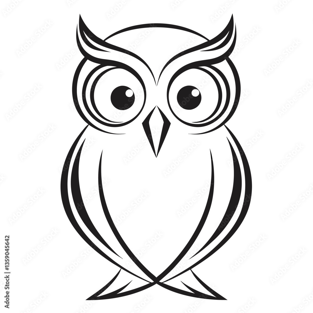 Black Owl in Minimalist Style Silhouette Black Owl in Minimalist Style Silhouette