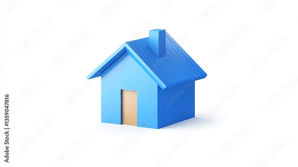 Stylish blue house icon with a sharp roof, clean edges, and modern lines, isolated on a simple white background. Stylish blue house icon with a sharp roof, clean edges, and modern lines, isolated on a simple white background.