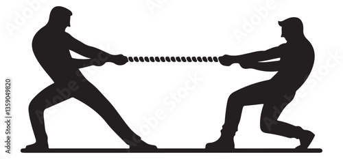 Silhouette of Tug of War Vector Displaying Strength and Competition