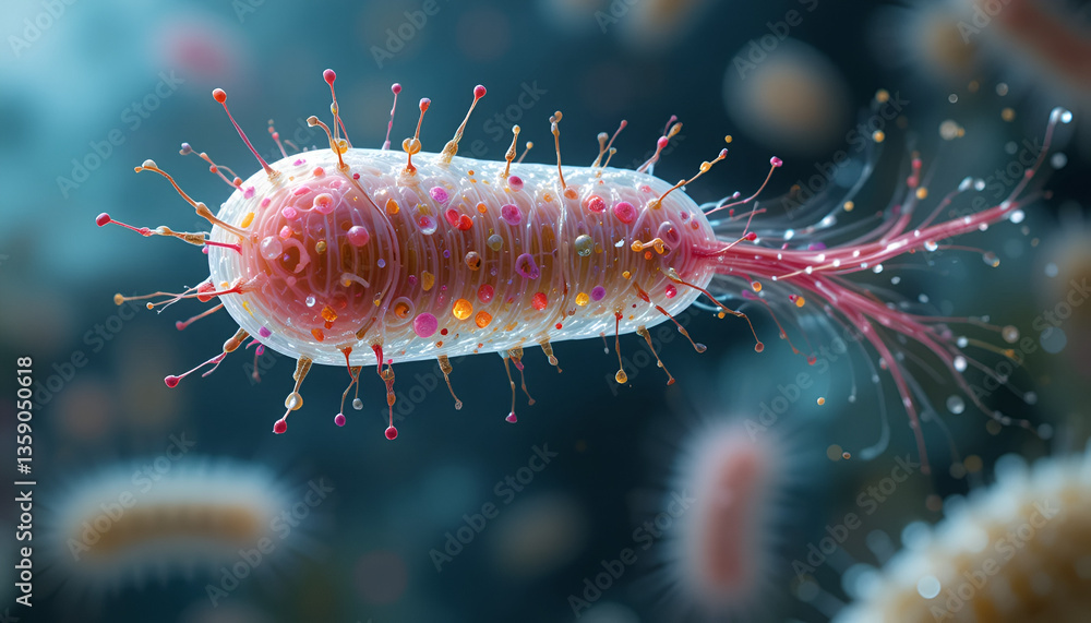 Microscopic View of a Bacteria Cell – 3D Scientific Illustration Microscopic View of a Bacteria Cell – 3D Scientific Illustration