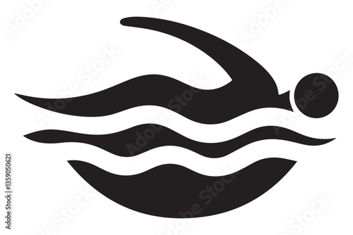 Swimming Silhouette Vector Depicts Water Sport and Active Lifestyle