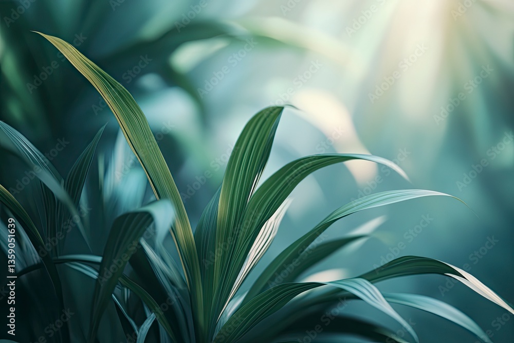 Fresh Green Plant Leaves Close Up with Light Background Design Fresh Green Plant Leaves Close Up with Light Background Design