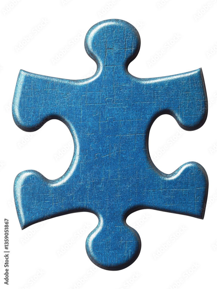 Fototapeta premium blue jigsaw puzzle piece on transparent background
