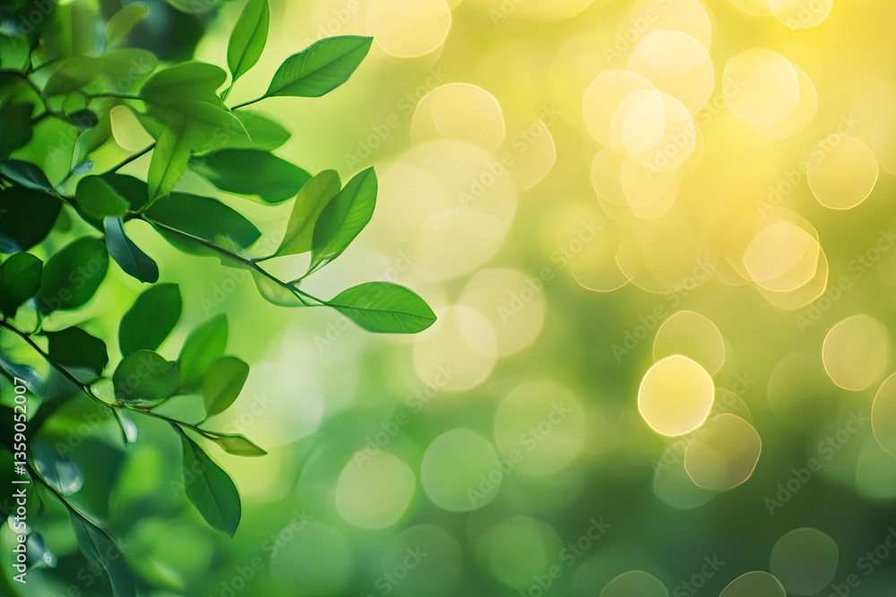 Green Leaves Bokeh Background Shining with Light for Nature or Spring Green Leaves Bokeh Background Shining with Light for Nature or Spring