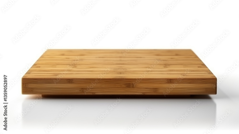 Natural Wooden Cutting Board with Smooth Finish Isolated on White Background Natural Wooden Cutting Board with Smooth Finish Isolated on White Background
