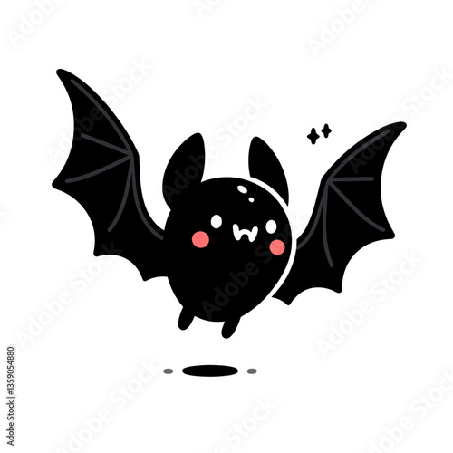 Cute cartoon bat with playful expression. Perfect for Halloween themed children's content, wildlife education, or nocturnal animal awareness campaigns.