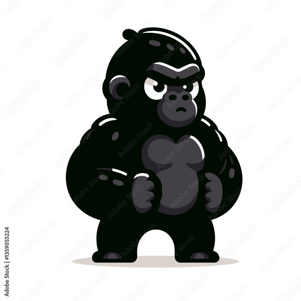Cartoon gorilla with stern expression in standing pose. Ideal for wildlife conservation campaigns, zoo marketing, and primate education materials. Cartoon gorilla with stern expression in standing pose. Ideal for wildlife conservation campaigns, zoo marketing, and primate education materials.