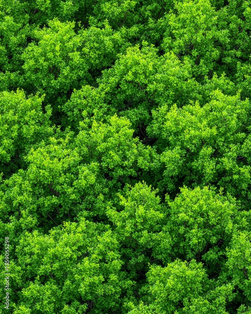 Naklejka premium Lush Green Foliage in a Vibrant Canopy Showcasing Renewal and Growth in Nature's Abundant Landscape