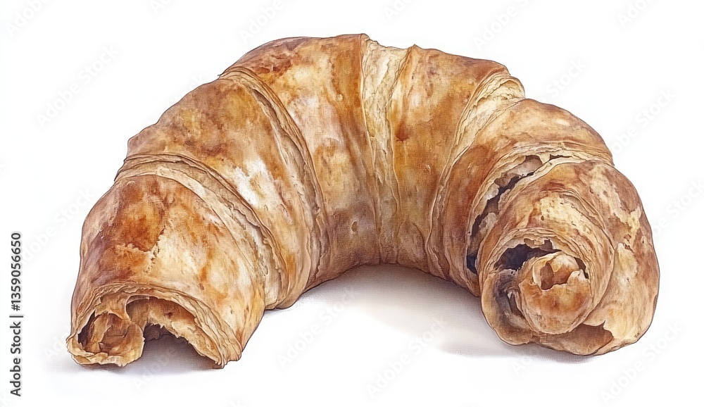Single croissant, golden brown, flaky layers, filled Single croissant, golden brown, flaky layers, filled