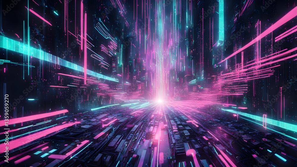 Neon Cityscape: Futuristic Highway Light Neon Cityscape: Futuristic Highway Light