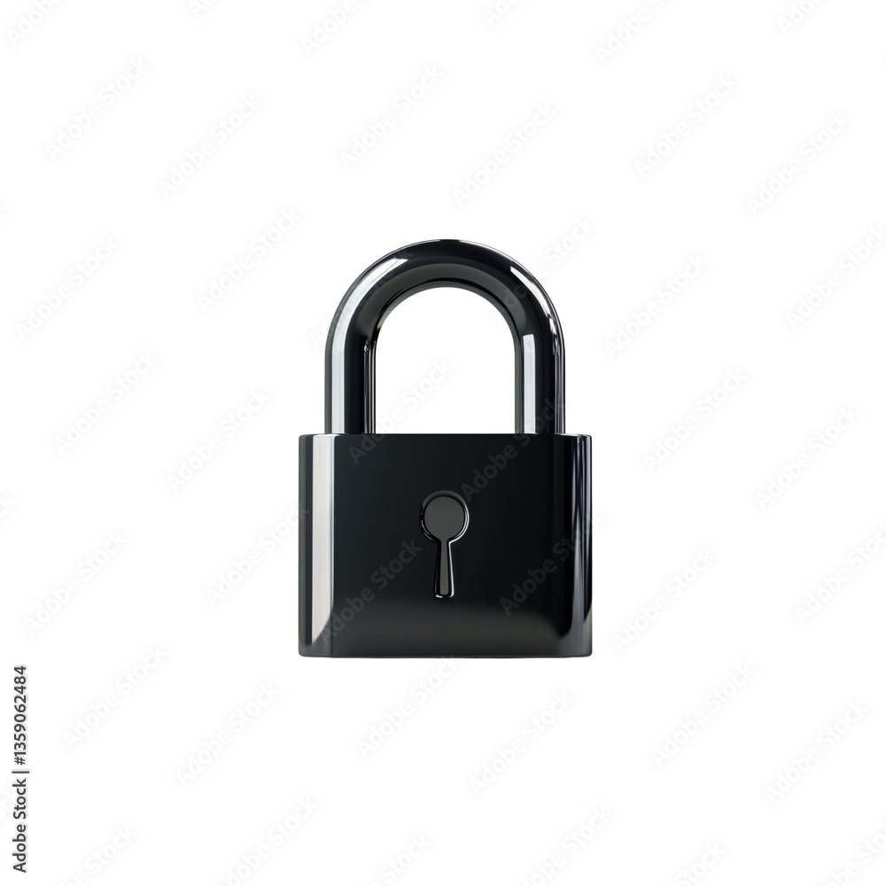 Isolated black shiny padlock icon on white background Isolated black shiny padlock icon on white background