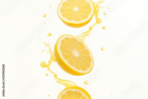 Fresh Lemon Slices with Juice Splash