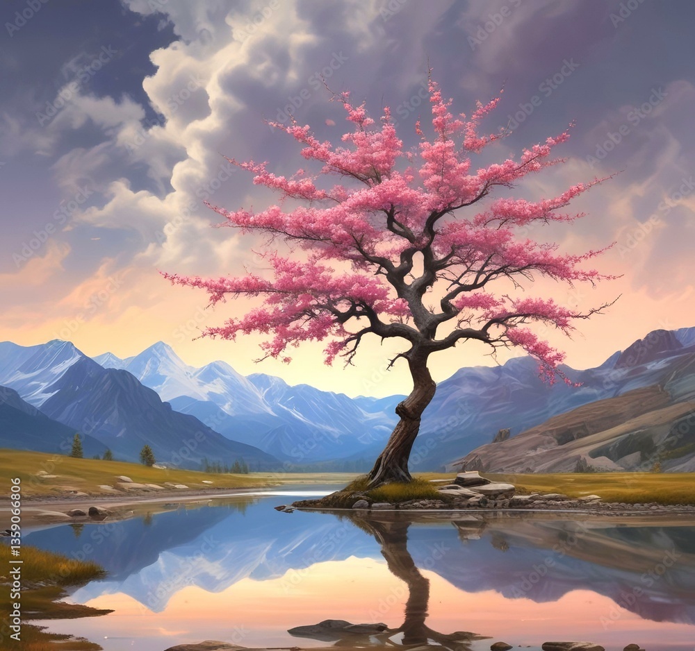 Illustration of blossom tree in spring season. Illustration of blossom tree in spring season.