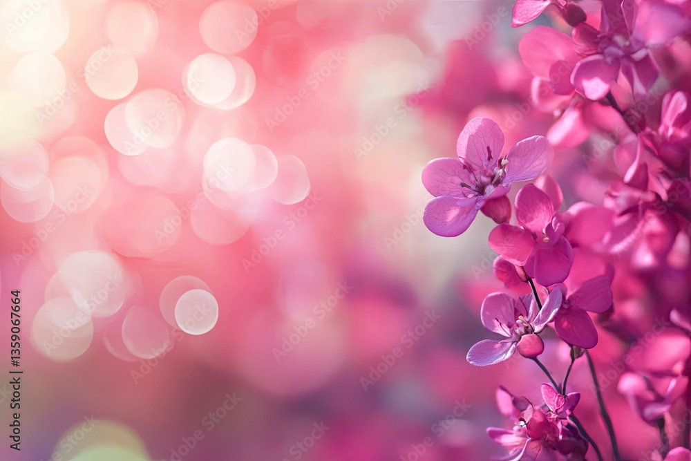 Blooming Pink Flowers with Dreamy Bokeh Background for Springtime Content Blooming Pink Flowers with Dreamy Bokeh Background for Springtime Content