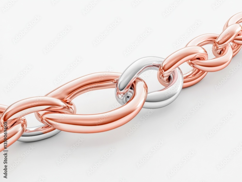 Interlocking rose gold chain links Interlocking rose gold chain links