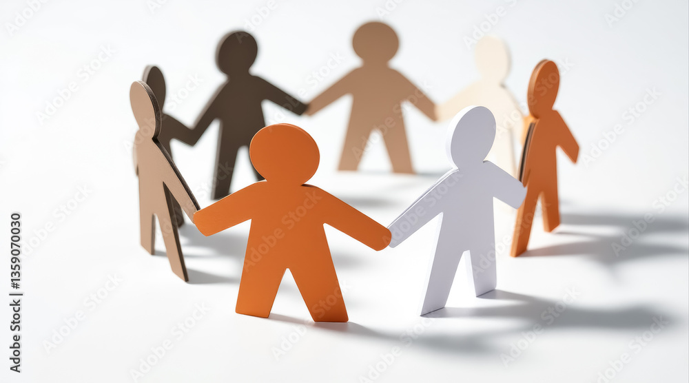 seven diverse paper figures holding hands in a circle symbolizing unity and togetherness seven diverse paper figures holding hands in a circle symbolizing unity and togetherness